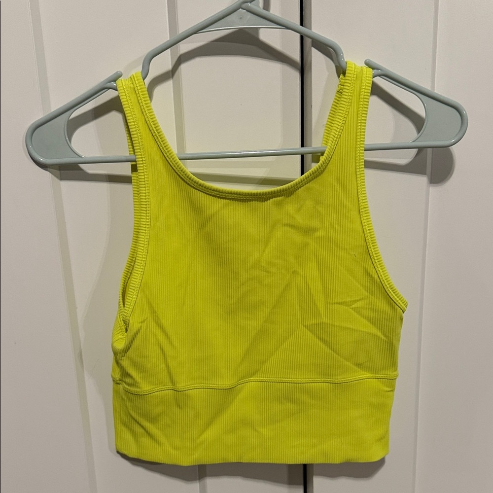 lululemon athletica Neon Yellow Ribbed Crop Tank